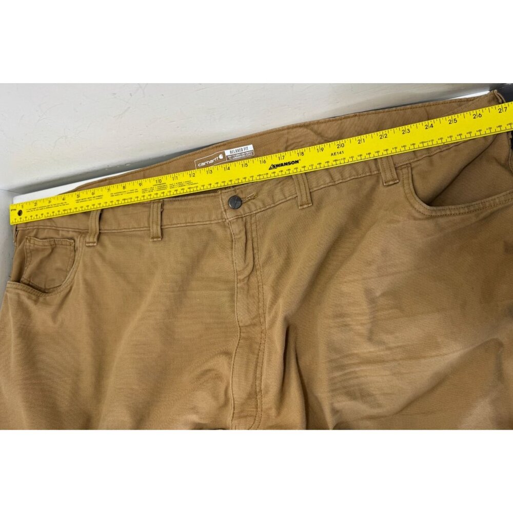 Carhartt Pants Mens 54X32 Relaxed Fit Canvas Khaki Tan Stretch Workwear BN2517-M - Picture 7 of 11